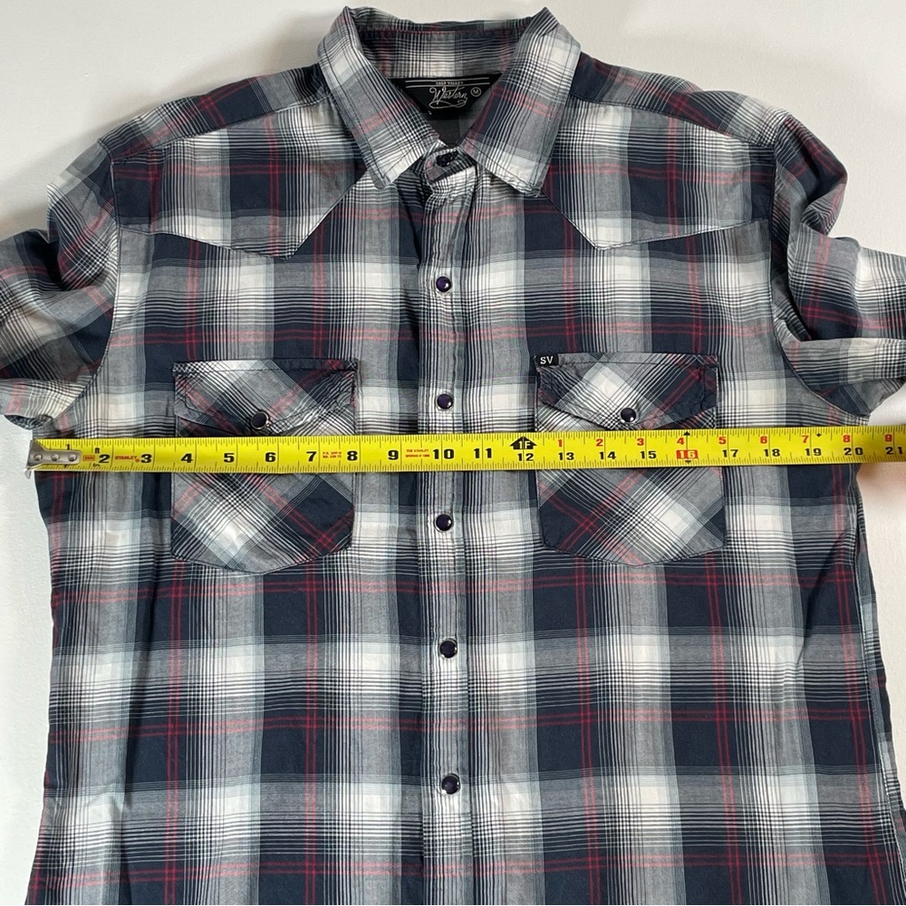 Salt Valley Western Pearl Snap Plaid Men’s Long Sleeve Ranch Shirt Size Medium - Picture 8 of 11